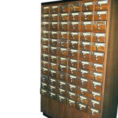 Vintage Library 72 Drawer Card File Cabinet