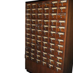 Vintage Library 72 Drawer Card File Cabinet
