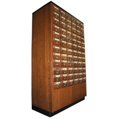 Vintage Library 72 Drawer Card File Cabinet