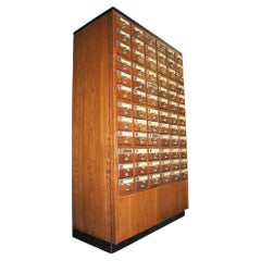 Vintage Library 72 Drawer Card File Cabinet