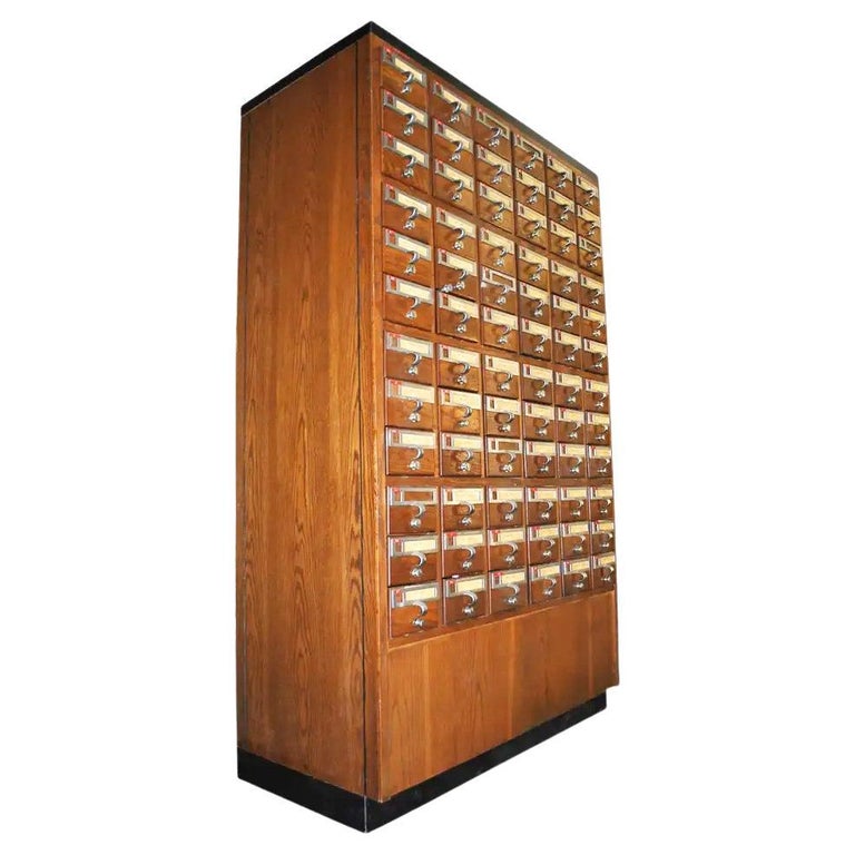 Vintage Library 72 Drawer Card File For Sale at 1stDibs