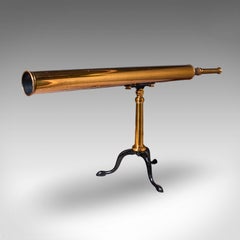 Vintage Library Telescope, English, Brass, Broadhurst Clarkson, Astronomical