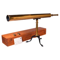 Vintage Library Telescope, English, Brass, Broadhurst Clarkson, Astronomical
