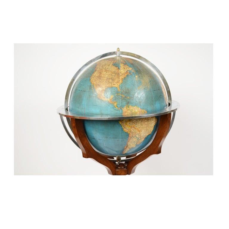 Plaster Vintage Library Terrestrial Globe Designed by Vallardi Milan, Early 1950s