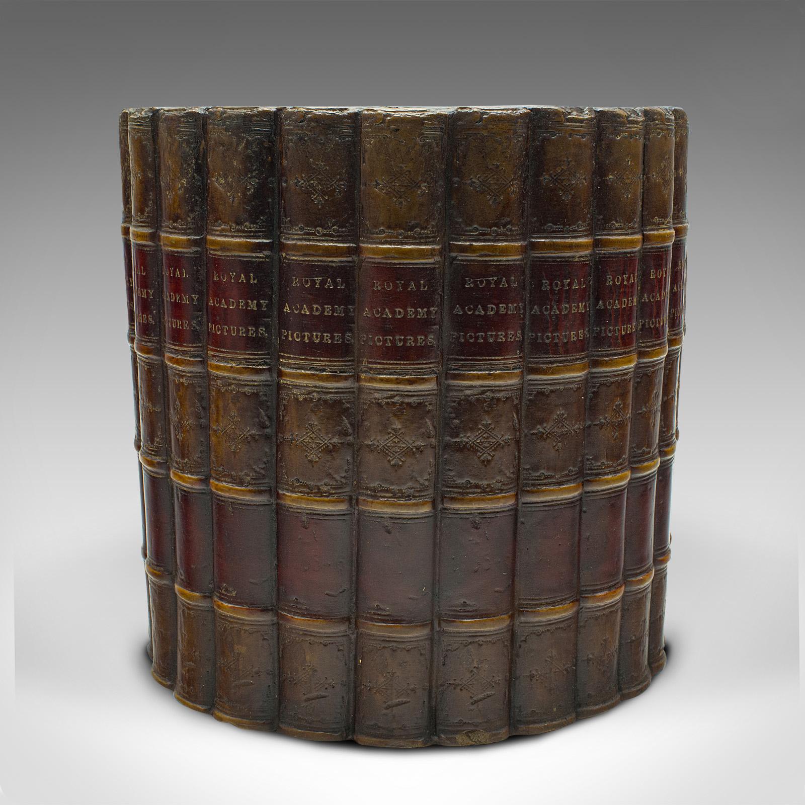 Mid-Century Modern Meuble de rangement de bibliothèque vintage, anglais, composite, panier à effet de livres, salle d'étude en vente