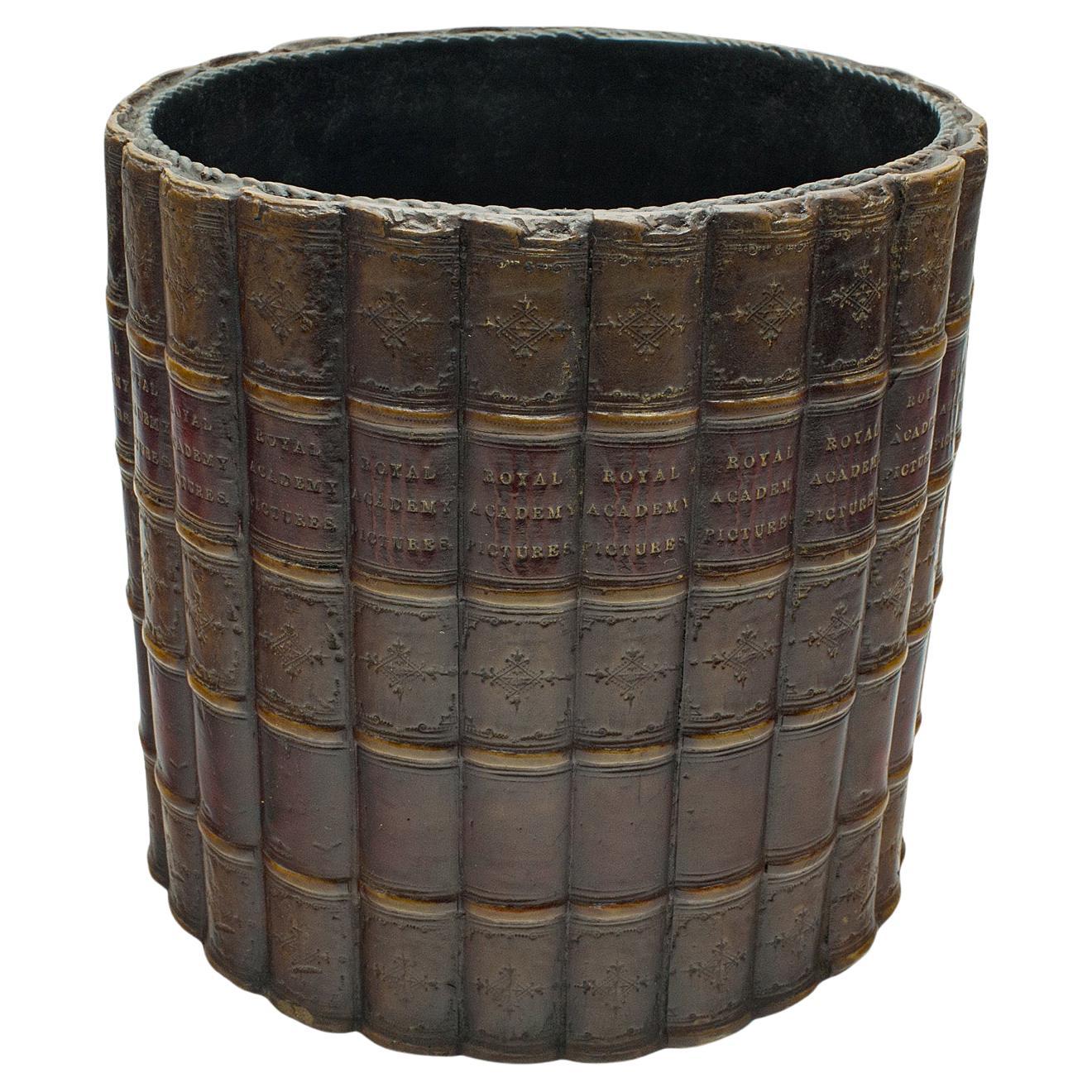 Meuble de rangement de bibliothèque vintage, anglais, composite, panier à effet de livres, salle d'étude en vente