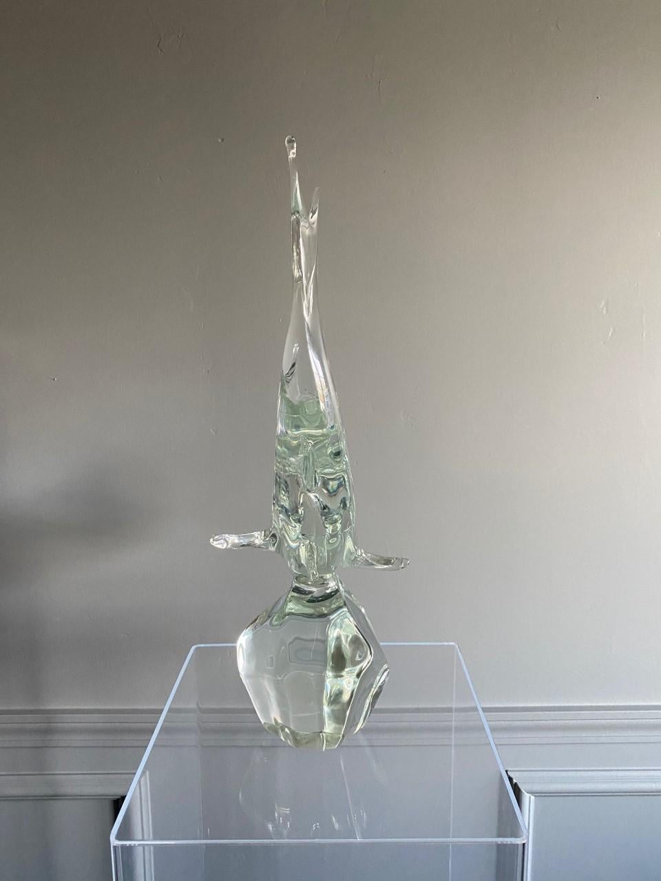 Mid-20th Century Vintage Licio Zanetti Midcentury Murano Glass Shark Sculpture For Sale