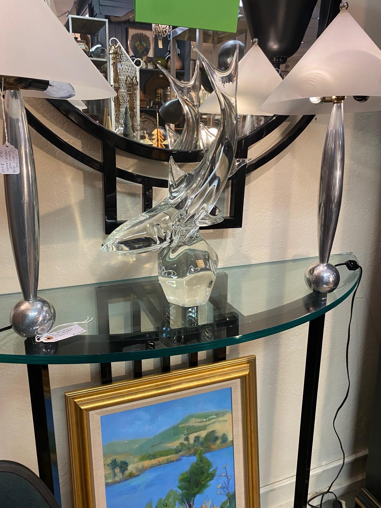 Vintage Licio Zanetti Midcentury Murano Glass Shark Sculpture For Sale 1