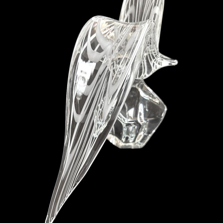 Vintage Licio Zanetti Murano Clear/White Stripe “Bird in Flight