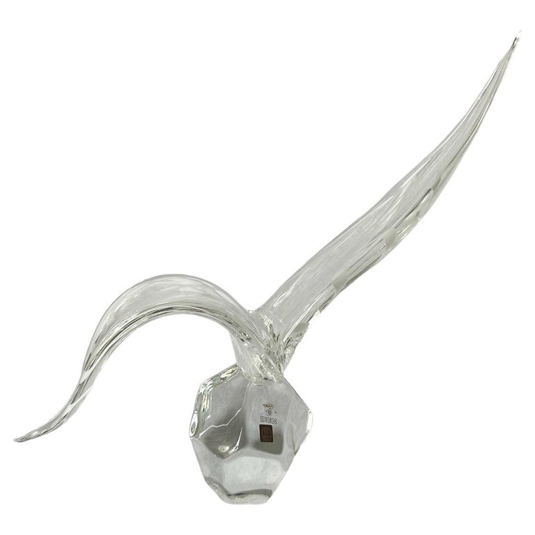Vintage Licio Zanetti Murano Clear/White Stripe “Bird in Flight
