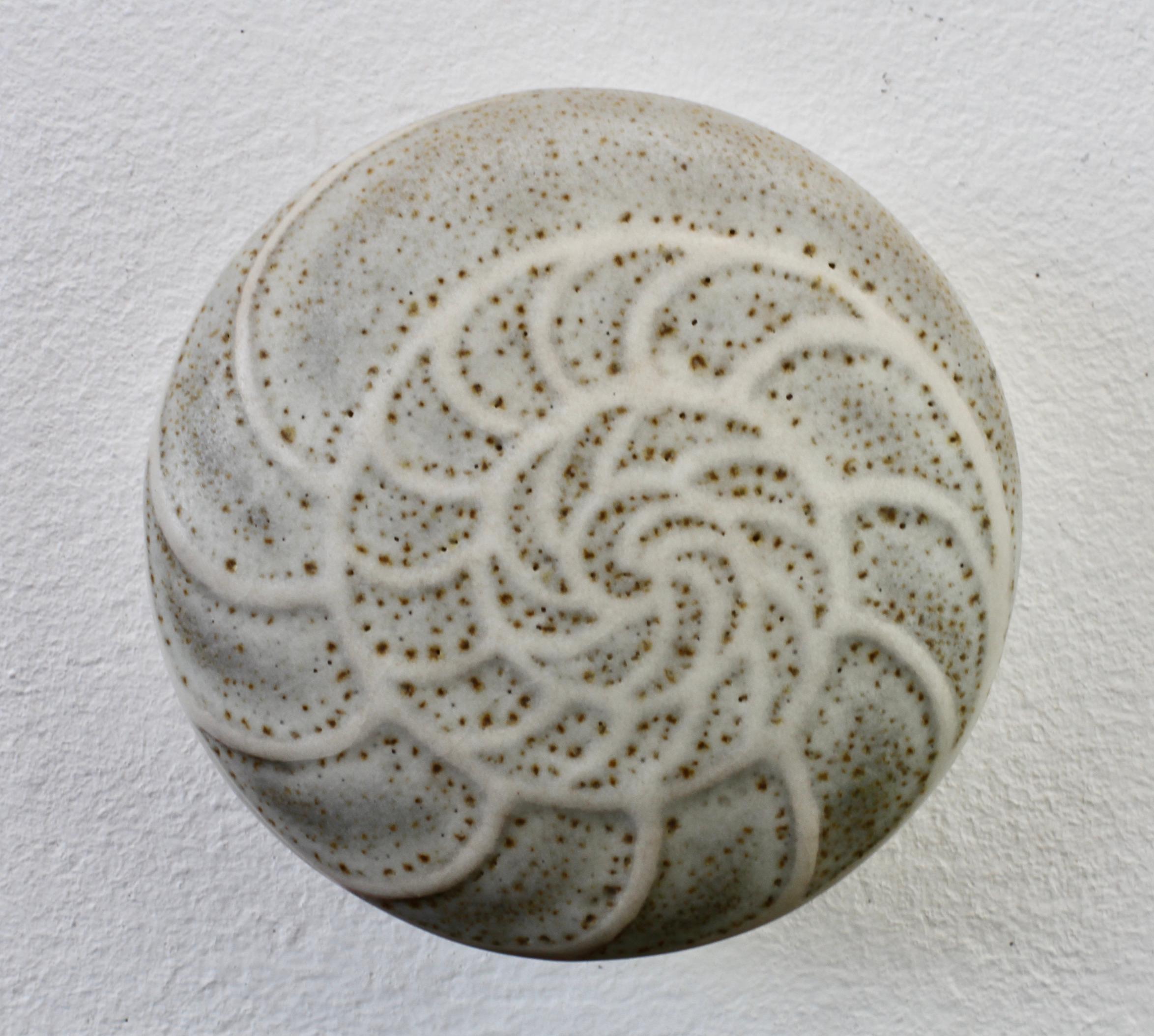 British Vintage Lidded Studio Pottery UFO Organic Biomorphic Fossil Shell Bowl or Dish For Sale