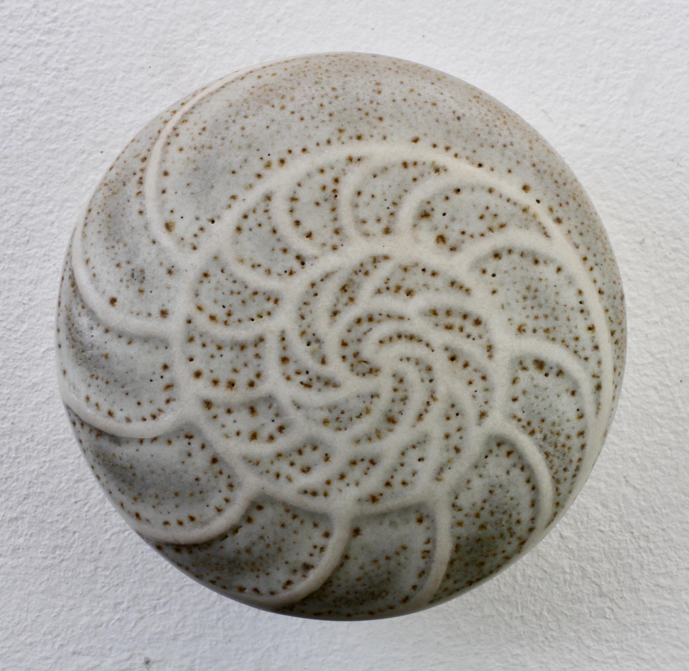 Glazed Vintage Lidded Studio Pottery UFO Organic Biomorphic Fossil Shell Bowl or Dish For Sale
