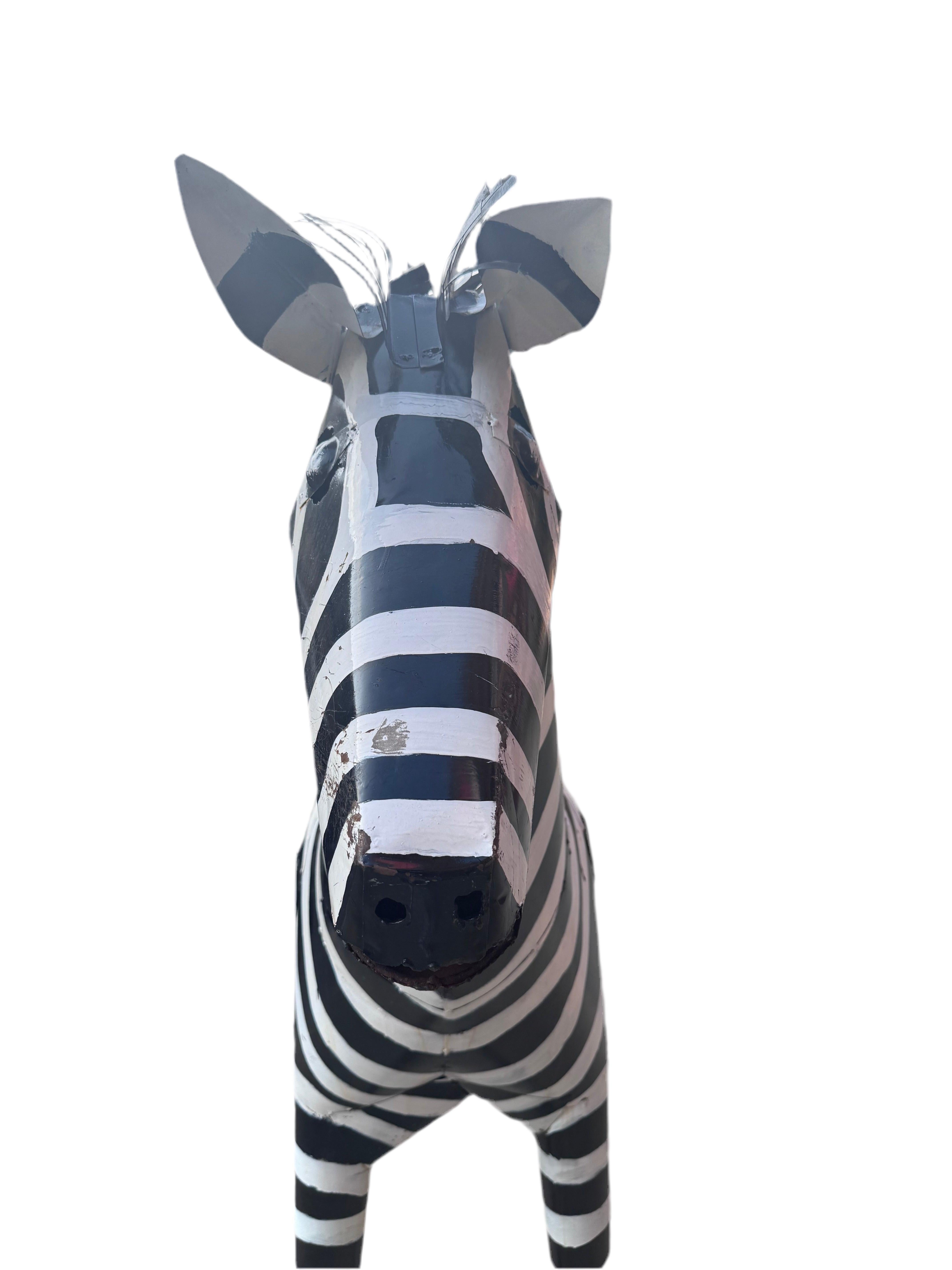 Metallo Statue da giardino Zebra vintage in metallo - Coppia in vendita