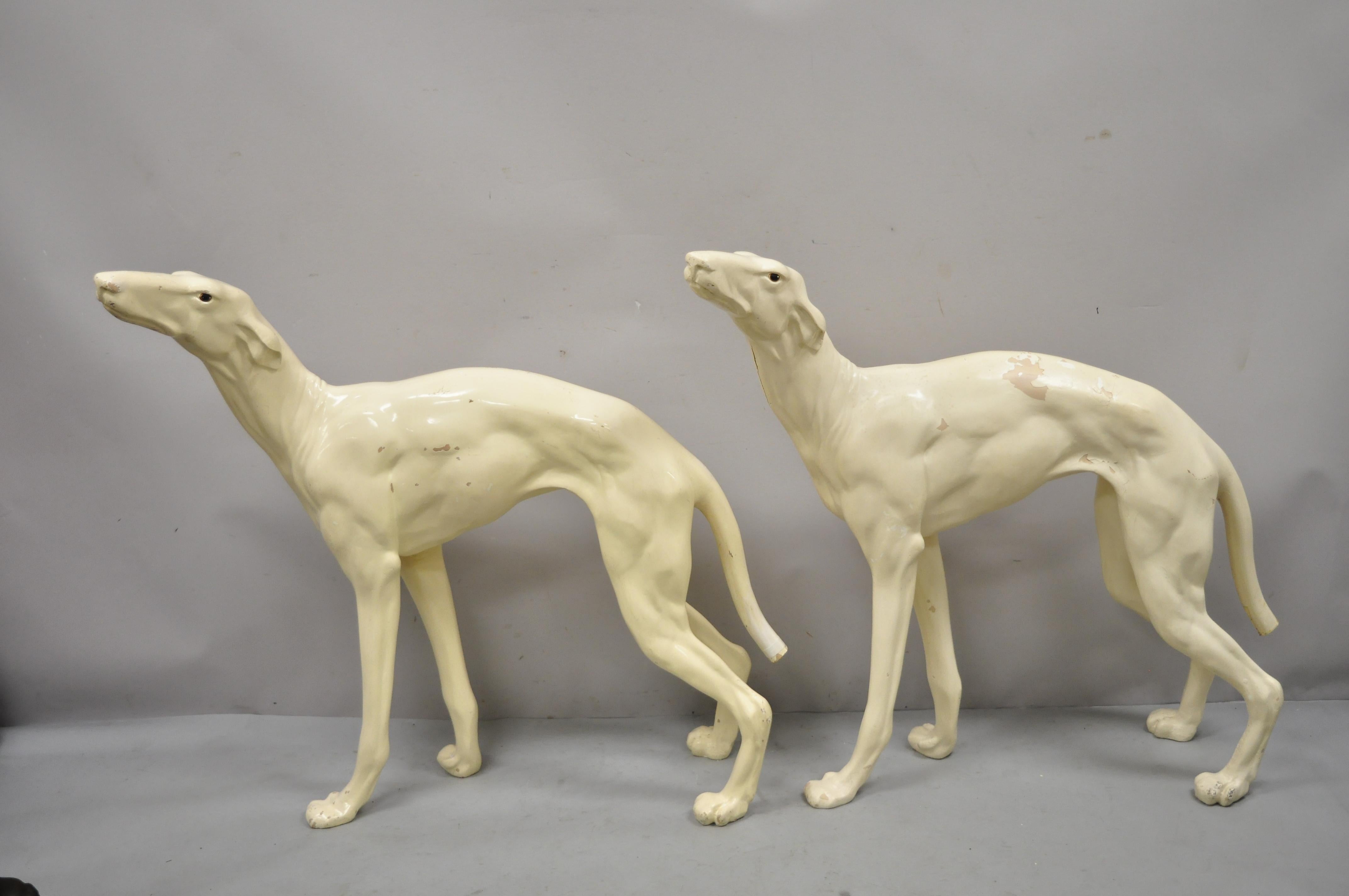 Vintage Life Fiberglass Greyhound Whippet Dog Statue Regency:: a Pair 5