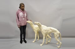 Vintage Life Fiberglass Greyhound Whippet Dog Statue Regency, a Pair