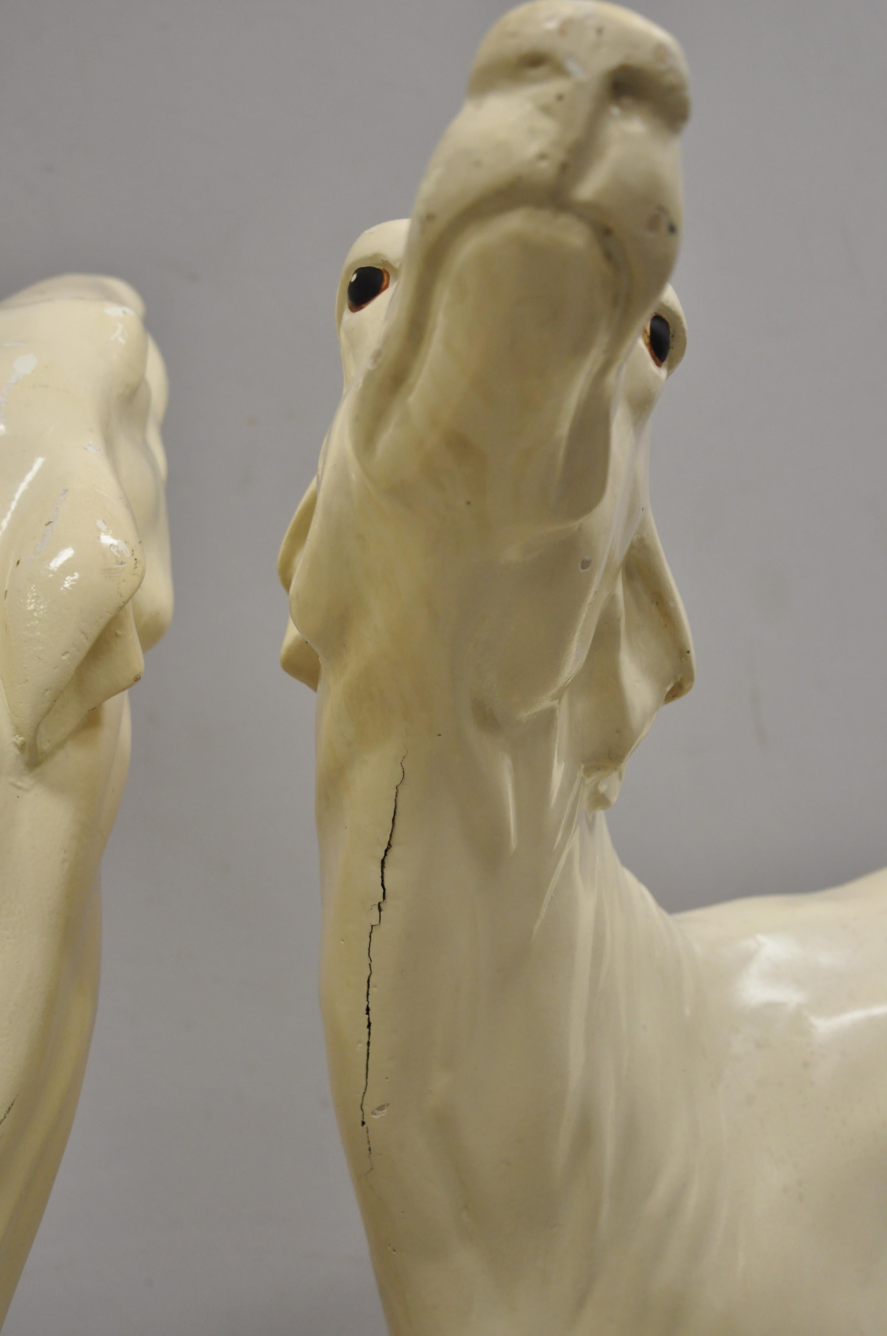 Late 20th Century Vintage Life Fiberglass Greyhound Whippet Dog Statue Regency, a Pair