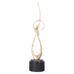 Vintage Life-Size Brass Crane Sculpture by Boris Lovet-Lorski, 1950s