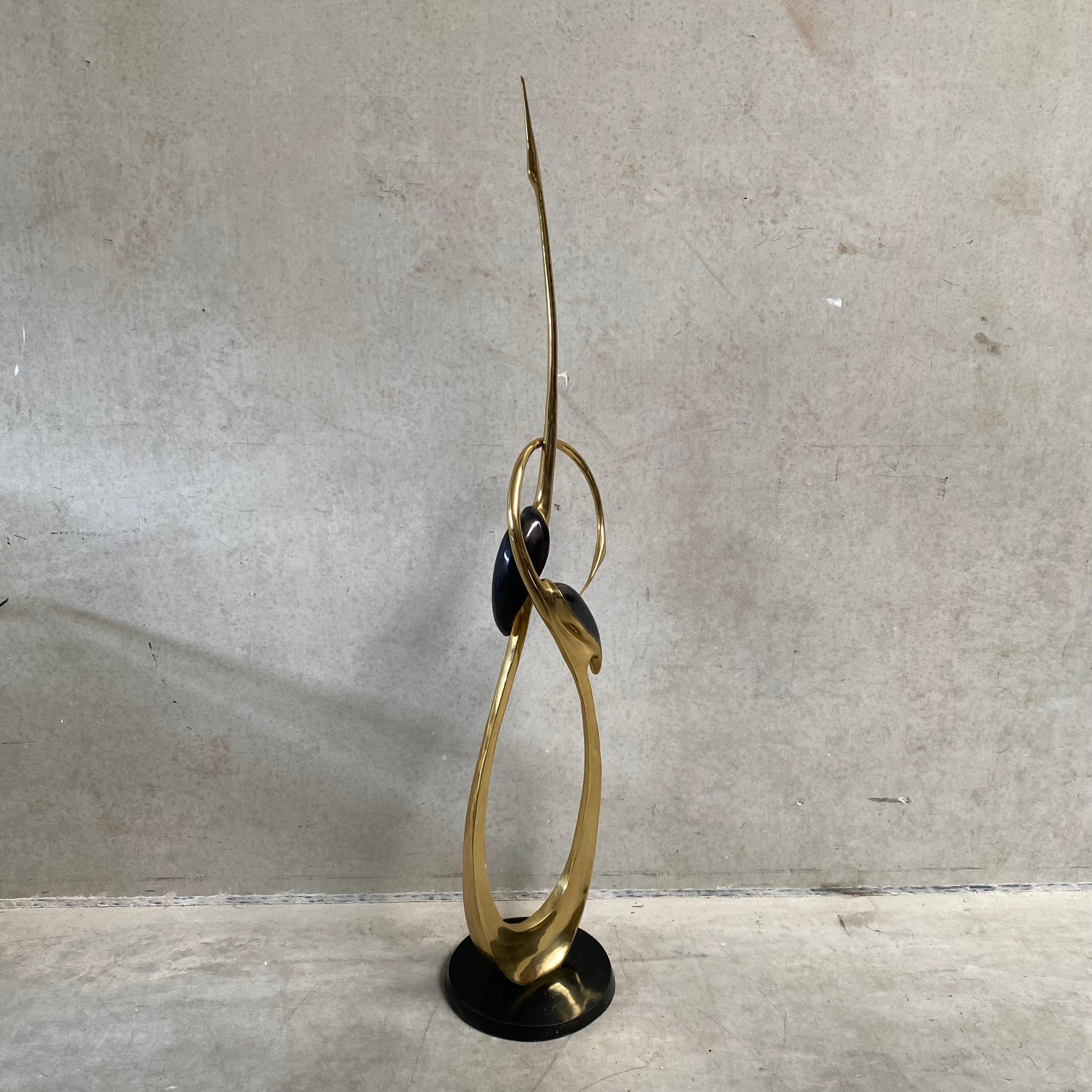 Tall Brass Entwined Cranes Sculpture by Boris Lovet Lorski For Sale 11
