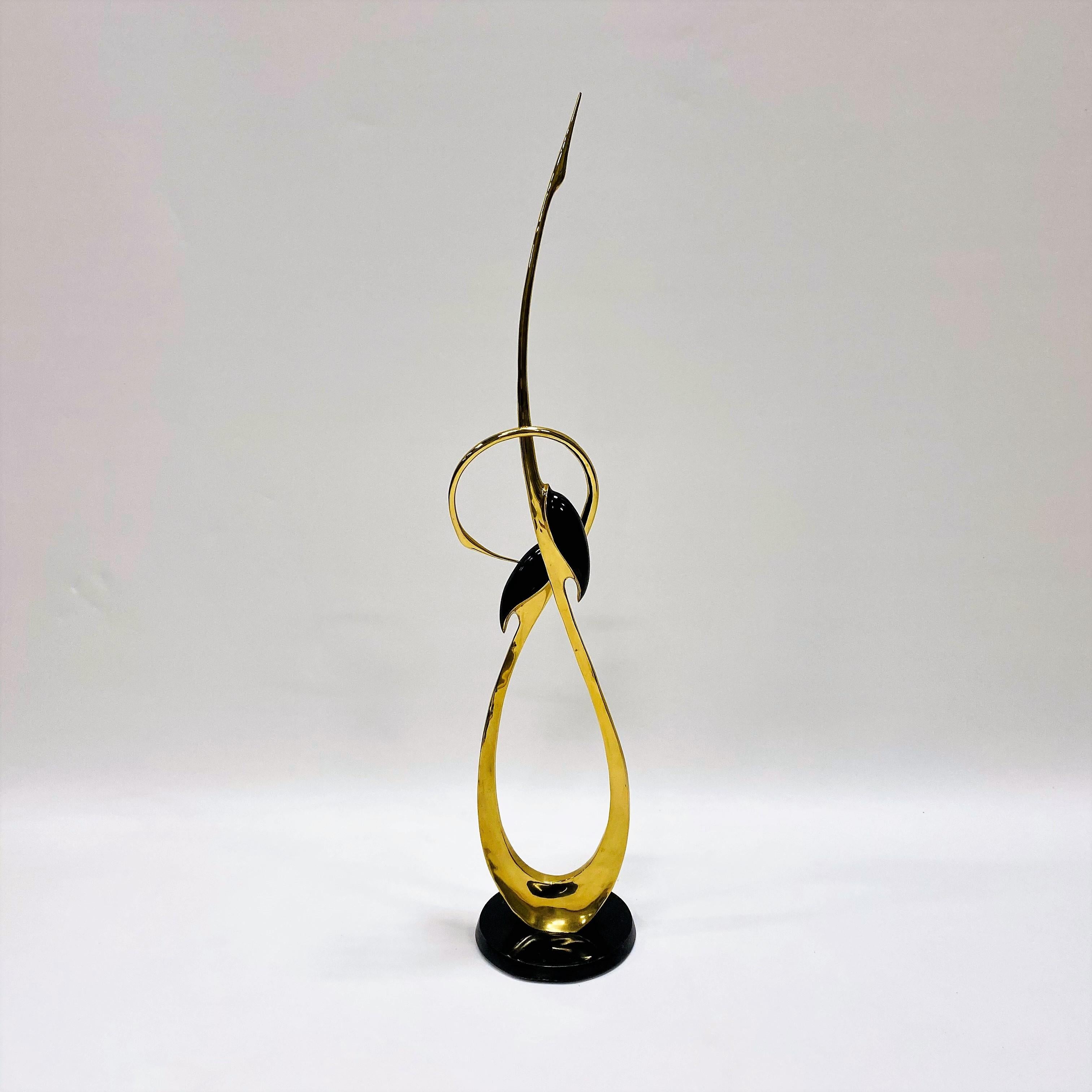 Tall Brass Entwined Cranes Sculpture by Boris Lovet Lorski For Sale 2