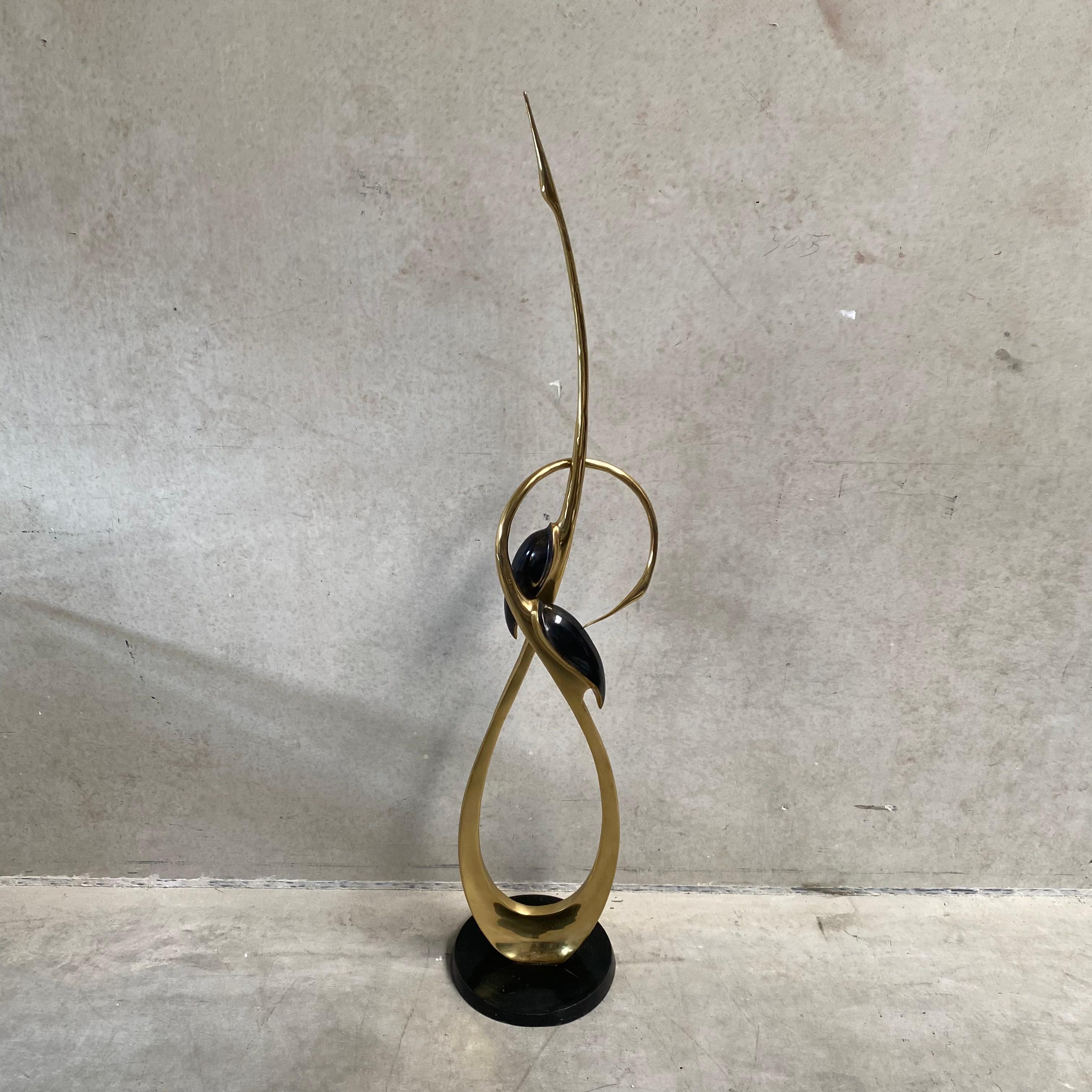 Tall Brass Entwined Cranes Sculpture by Boris Lovet Lorski For Sale 3