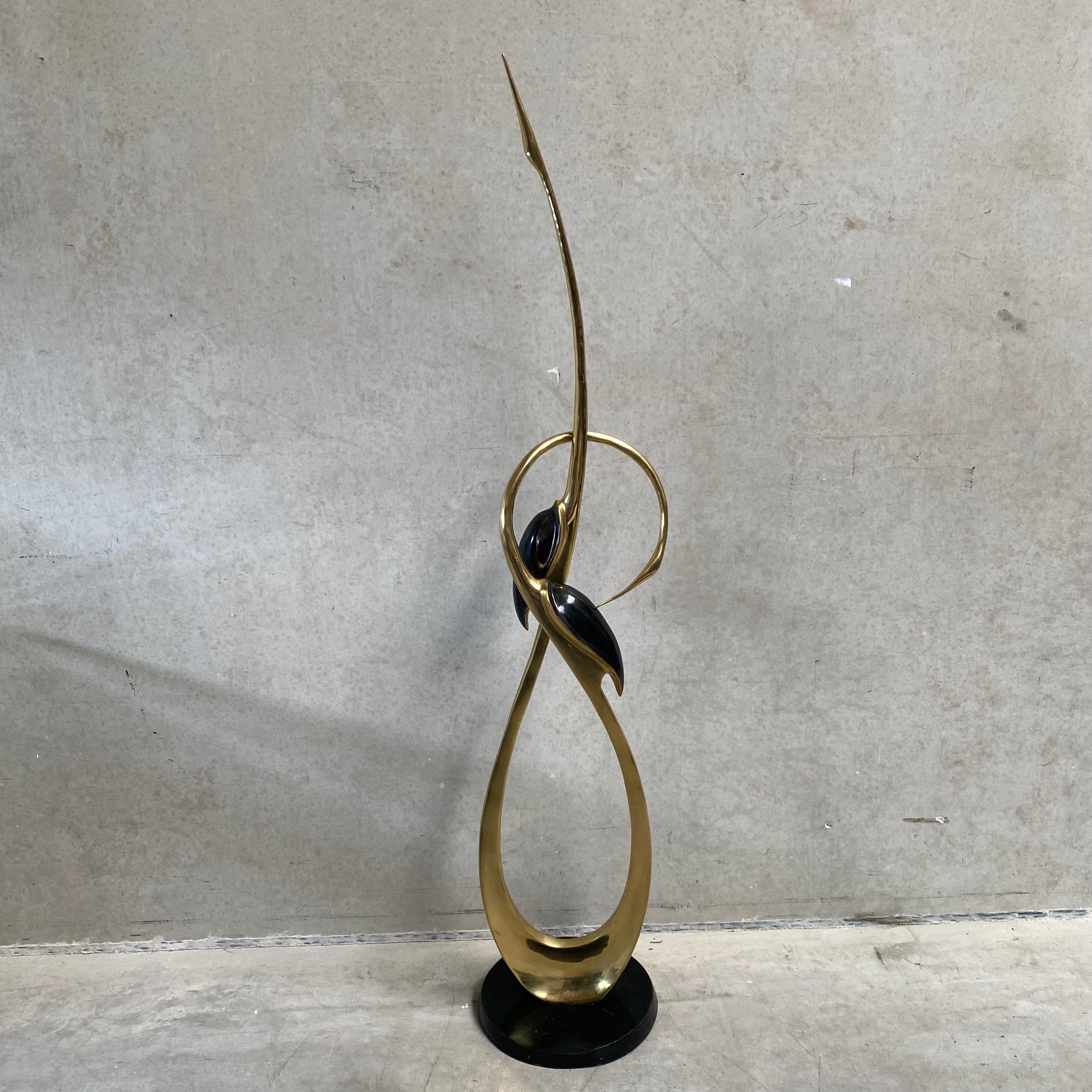 Tall Brass Entwined Cranes Sculpture by Boris Lovet Lorski For Sale 4