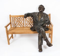 Vintage Life Size Bronze of Albert Einstein on a Garden Bench 20th Century