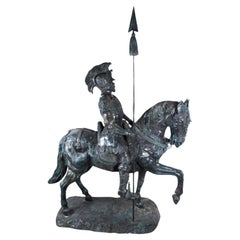 Vintage Life Size Bronze Roman Armoured Cavalry Officer on Horseback 20th C