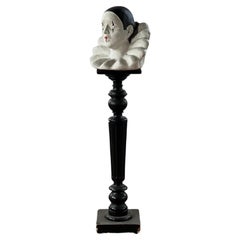 Vintage life size buste of French Pierrot, the sad clown made of plaster.