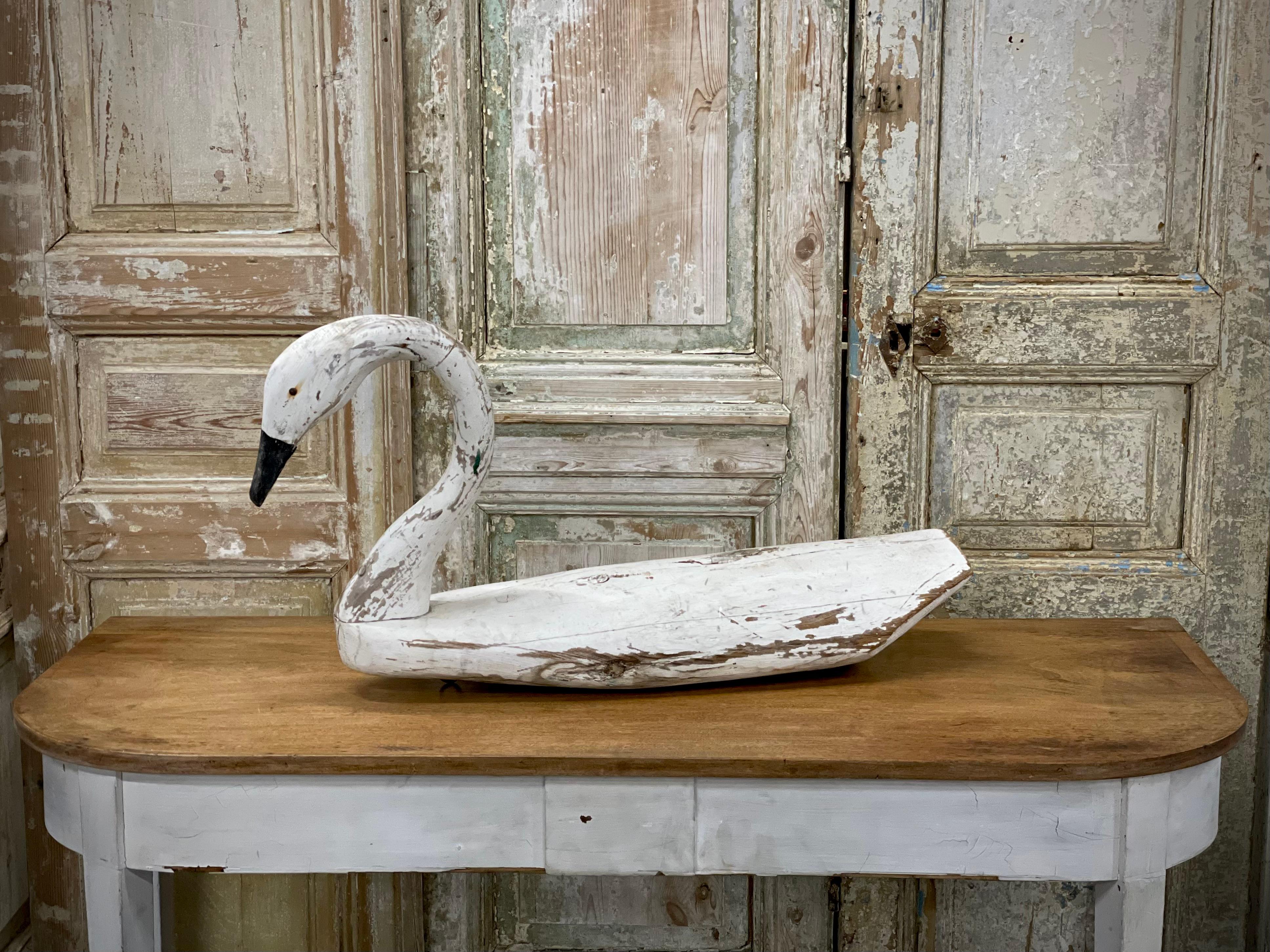 Vintage Life-Size Carved Swan Decoy 6