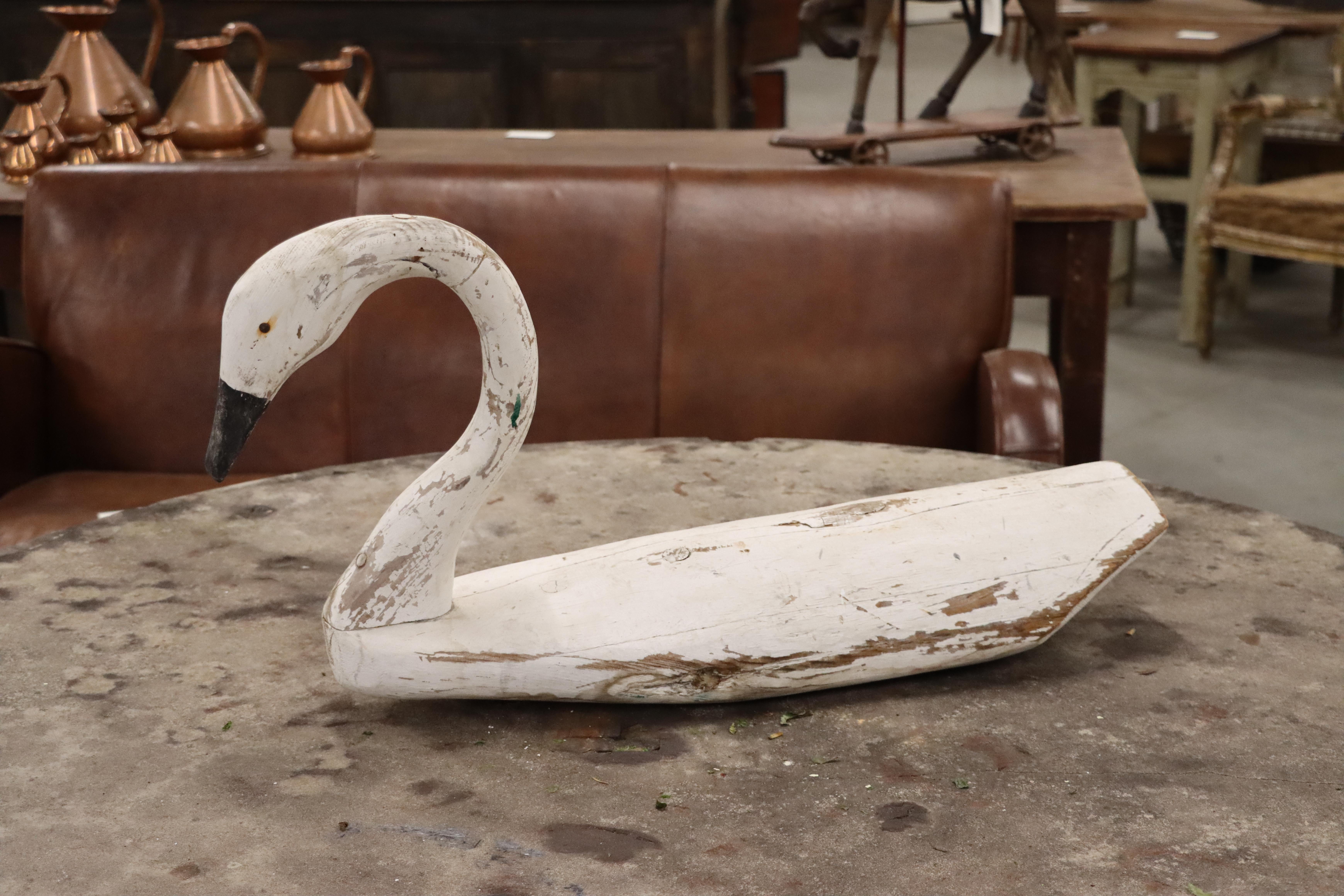 Vintage Life-Size Carved Swan Decoy 1