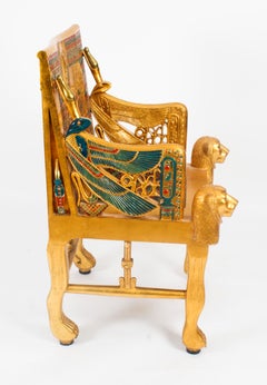 Vintage Life Size Giltwood Copy of Tutankhamun's Golden Throne Mid 20th Century
