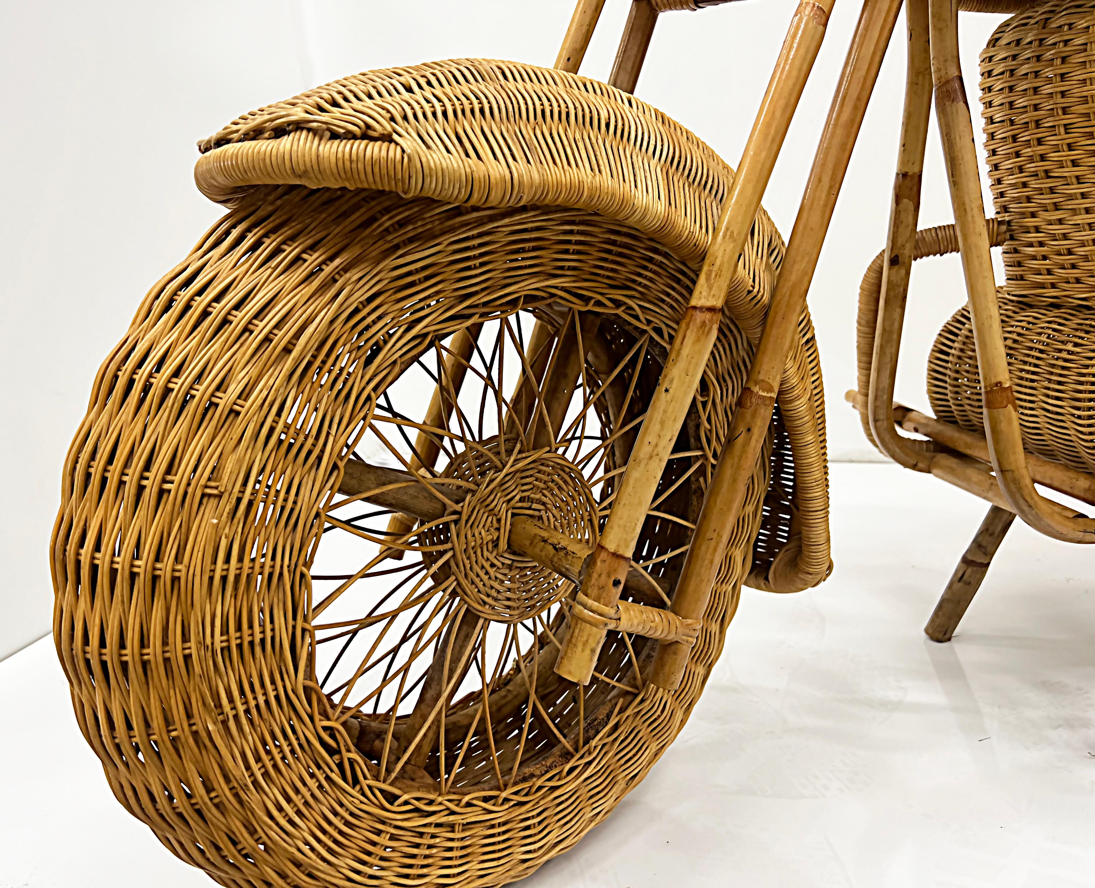 20th Century Vintage Life-size Harley Davidson Wicker Motorcycle, Tom Dixon Designs For Sale