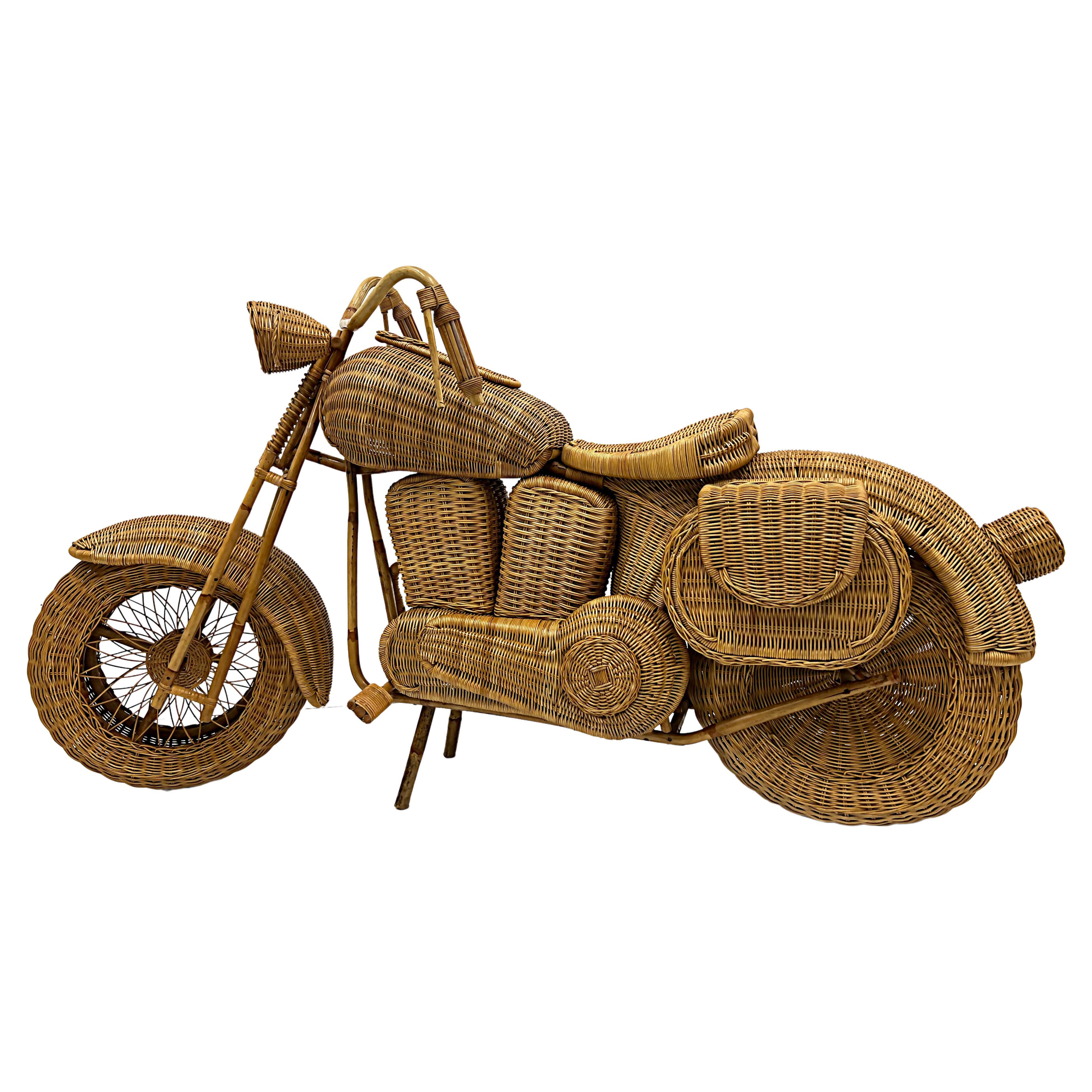 Vintage Life-size Harley Davidson Wicker Motorcycle, Tom Dixon Designs