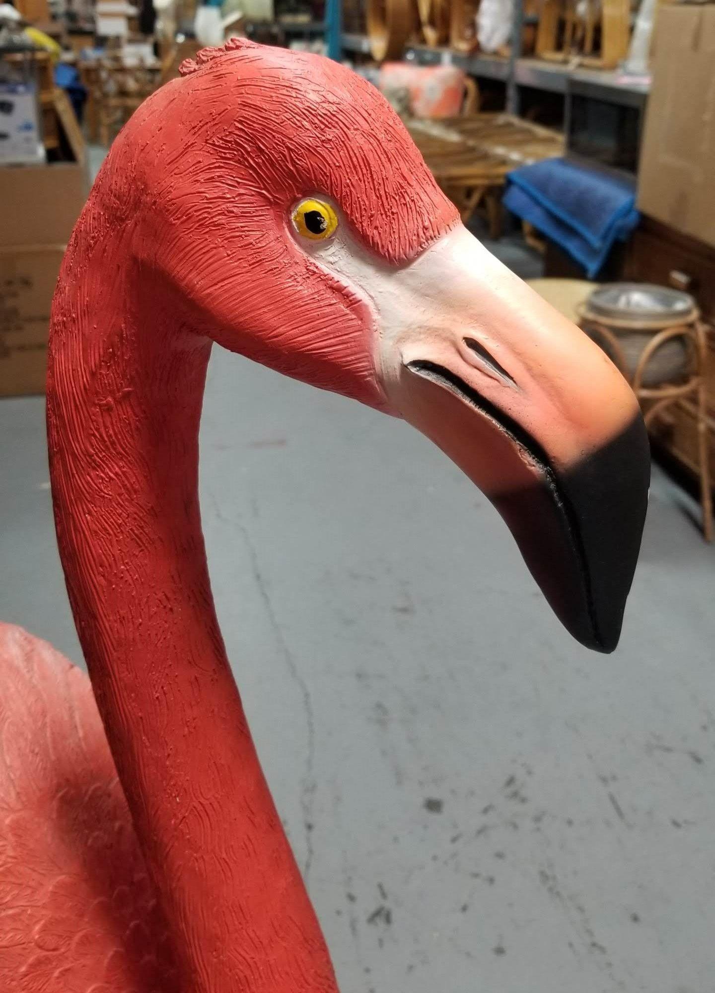 Vintage Life Size Pink Flamingo Fiberglass Statue In Excellent Condition In Van Nuys, CA