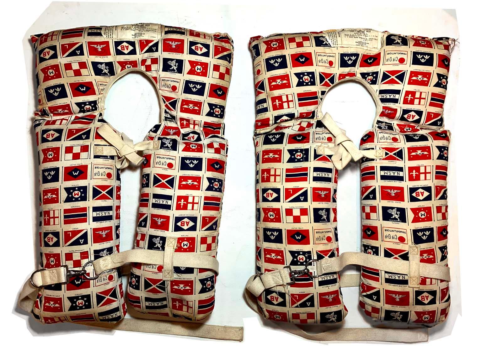 Vintage Life Vest Nautical 'Pair' In Good Condition In Sag Harbor, NY