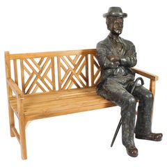 Vintage Lifesize Bronze Sculpture of Seated Charlie Chaplin 20th Century