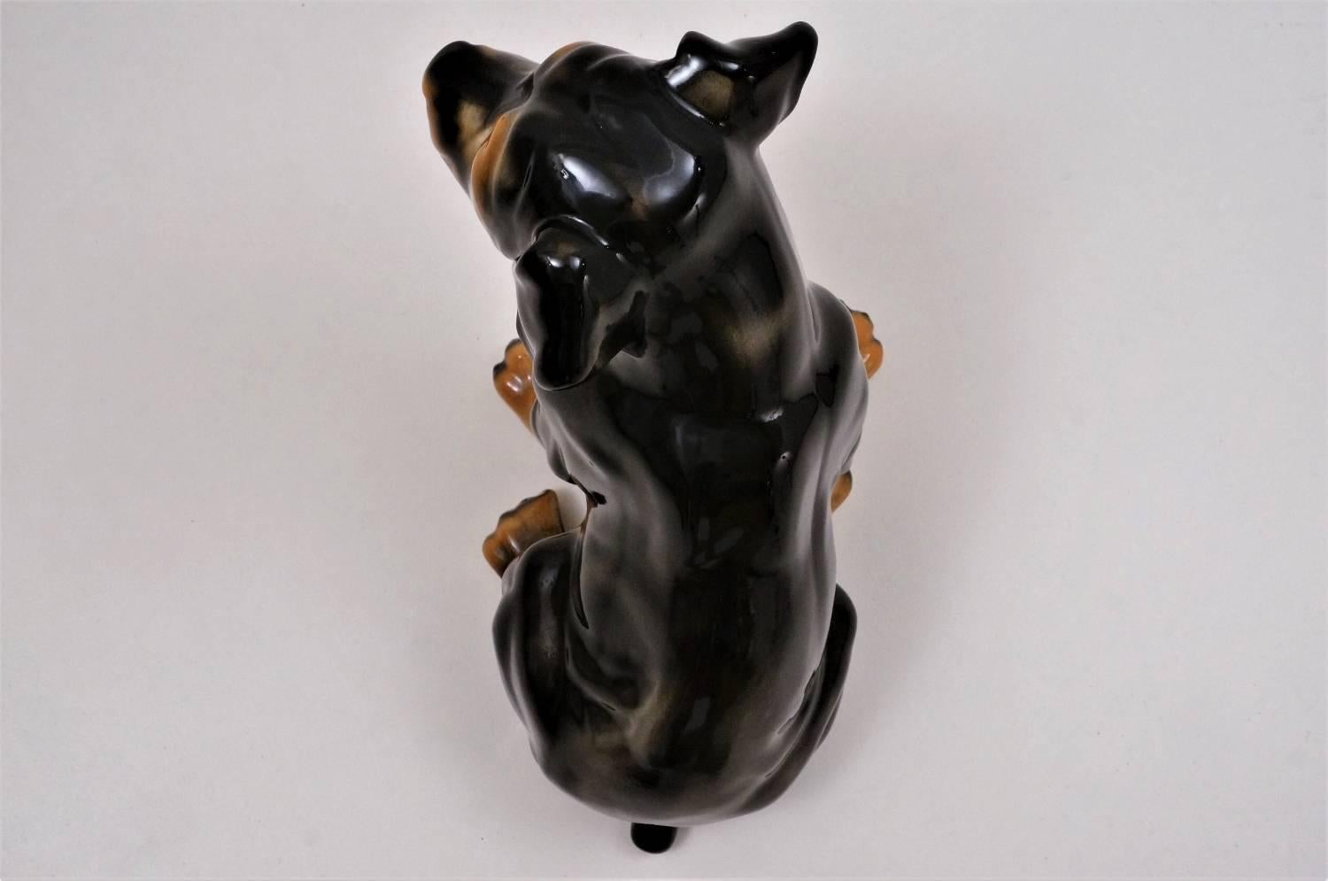 Vintage Lifesize Ceramic Dog, Rottweiler Pup, 1980s, Spanish For Sale 1