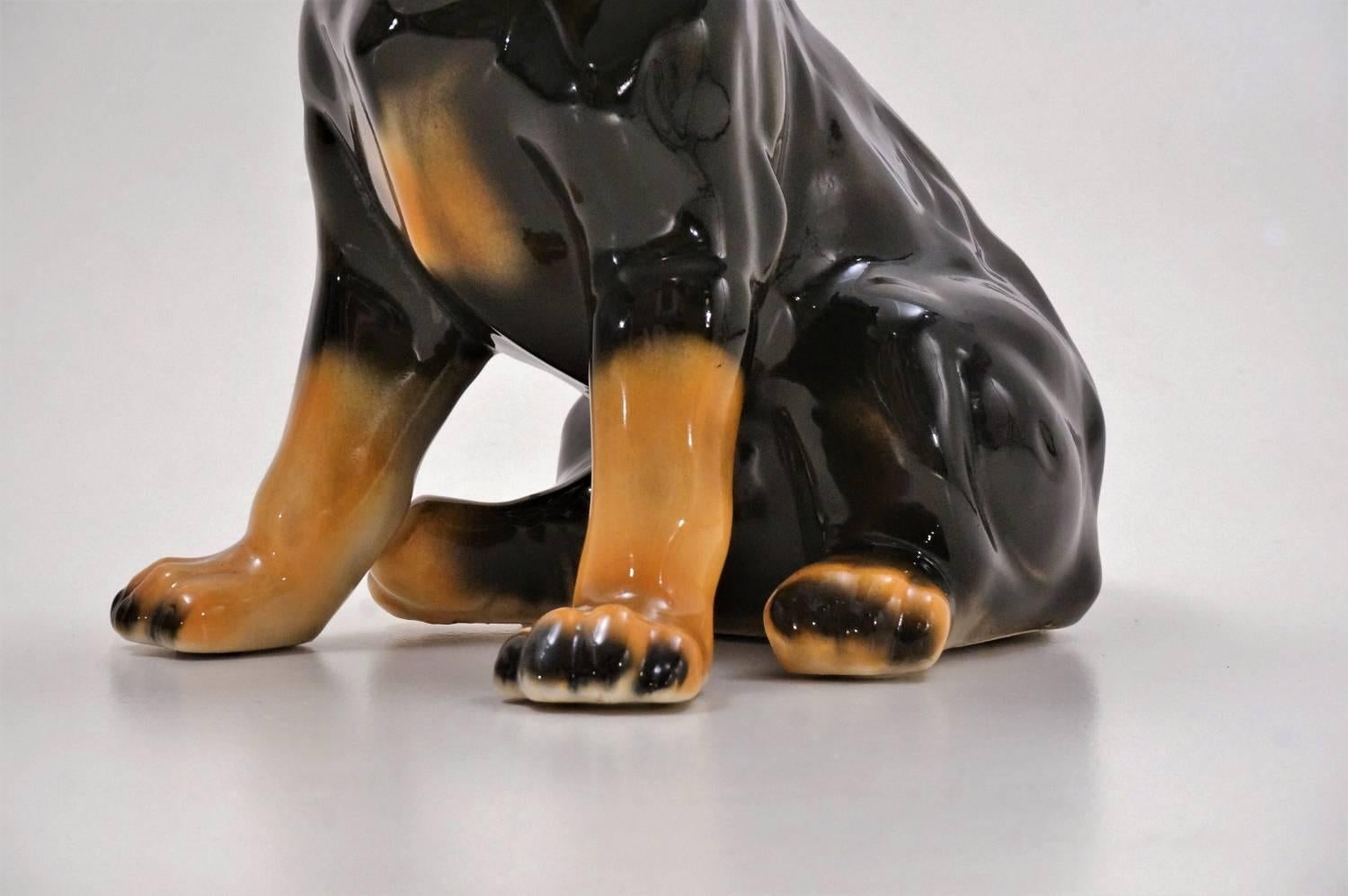 Vintage Lifesize Ceramic Dog, Rottweiler Pup, 1980s, Spanish For Sale 2