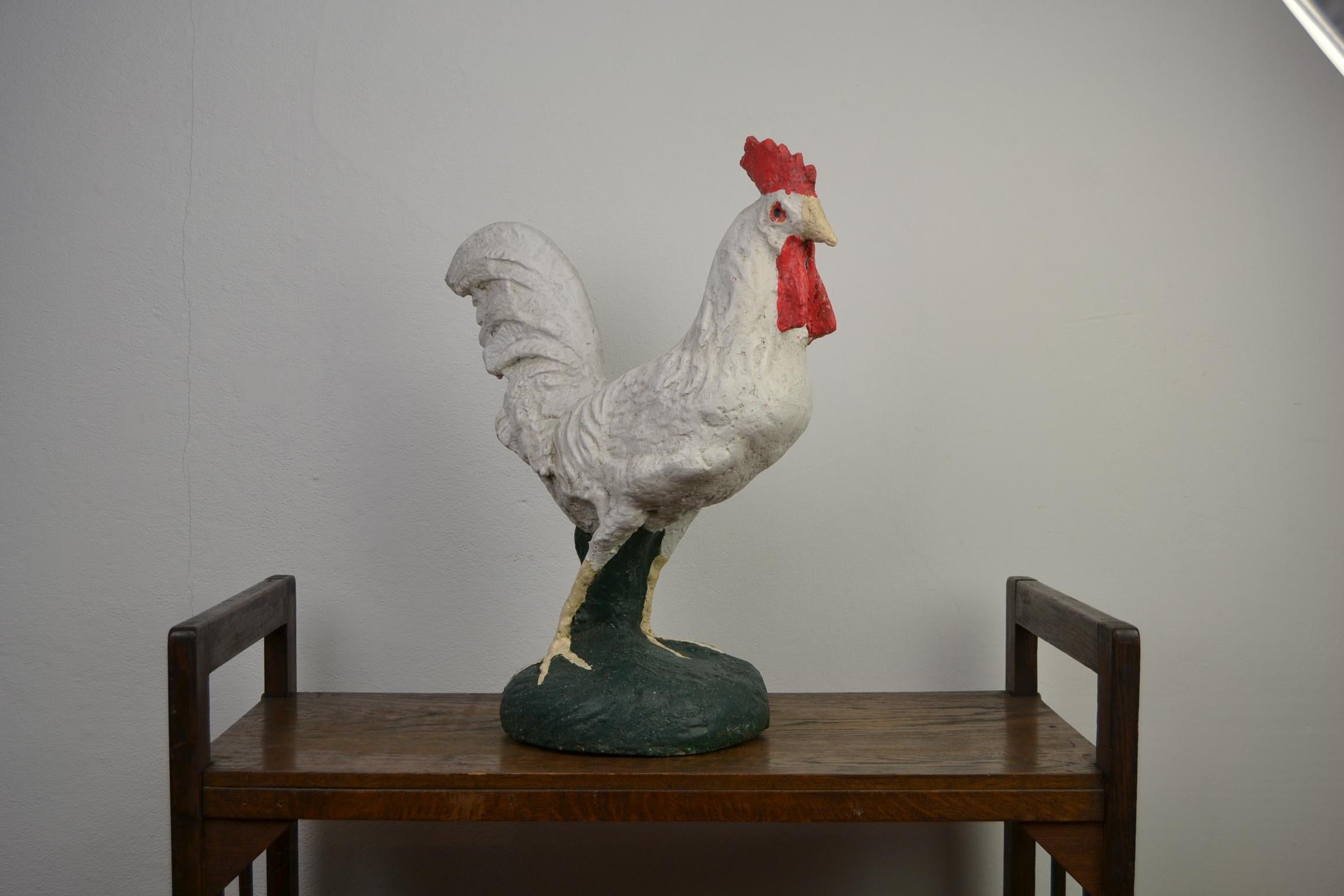 concrete rooster garden statue