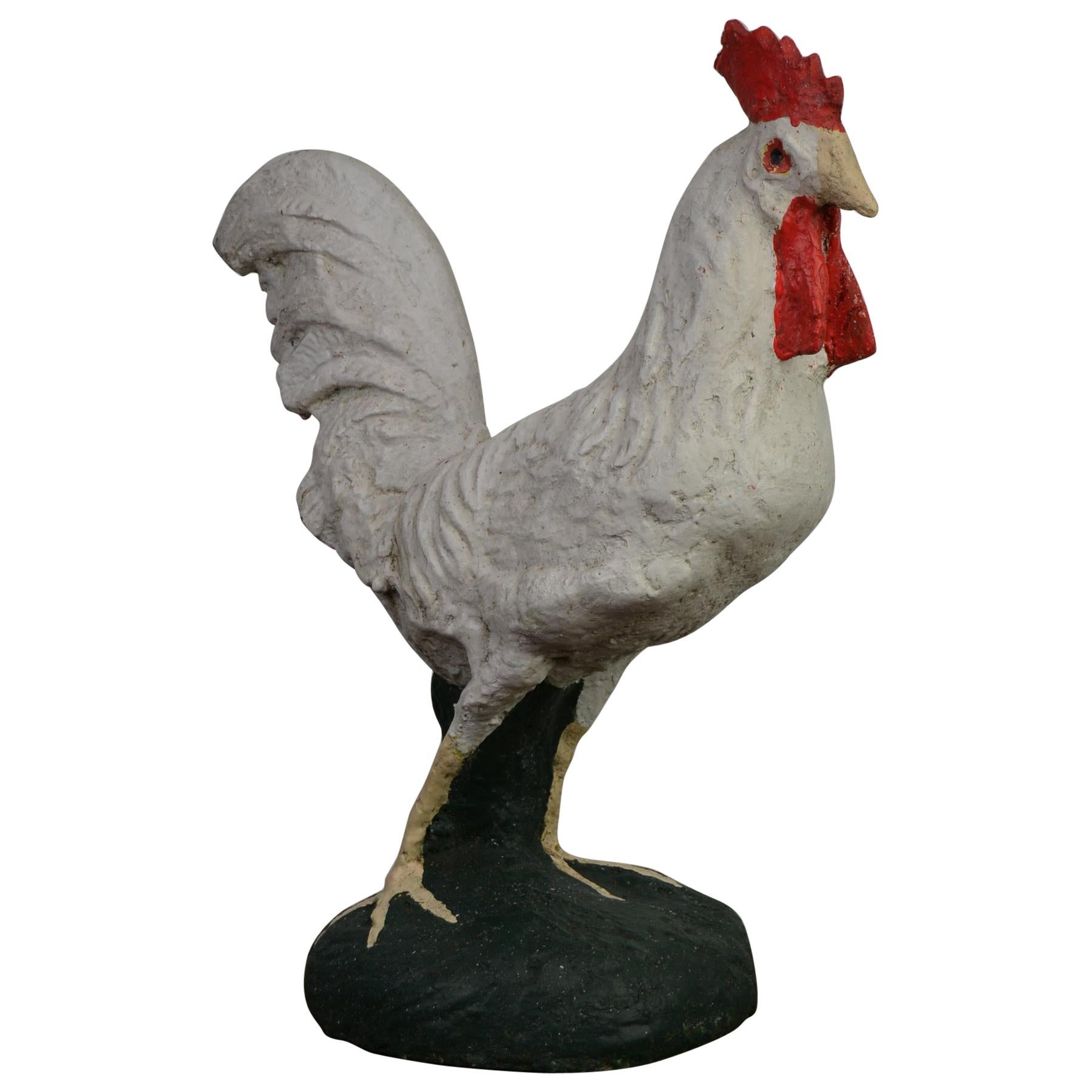 Vintage Lifesize Concrete Rooster Garden Ornament, 1950s