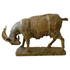Vintage Lifesize French Terra Cotta Goat Sculpture