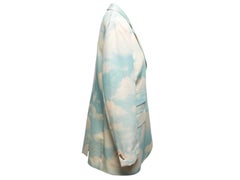 Vintage Light Blue & Cream Moschino 90s Cloud Print Wool Blazer Size IT 46