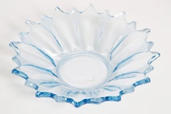 Vintage Light Blue Decorative Glass Plate, Italy, 1960s