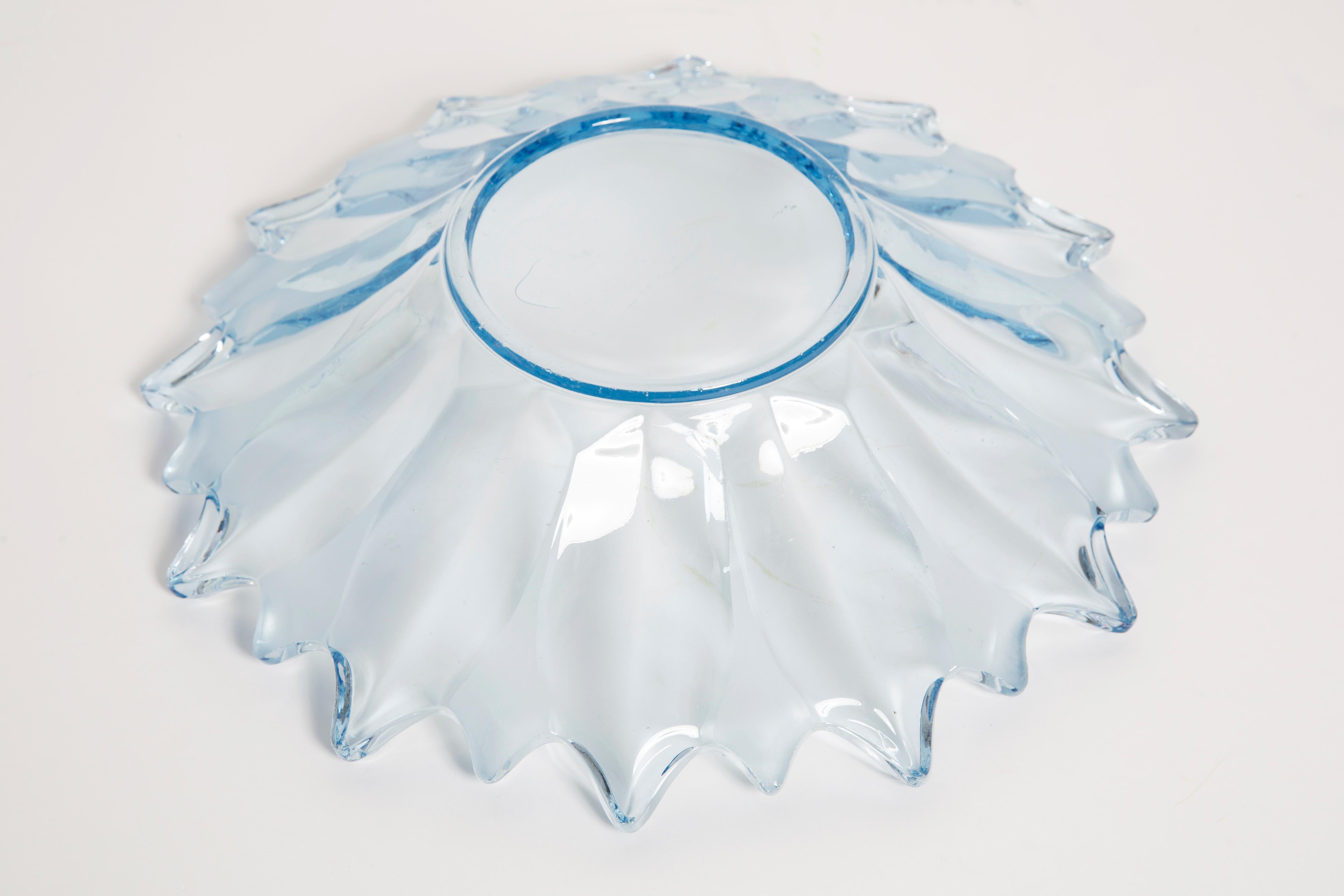 Ceramic Vintage Light Blue Decorative Glass Plate, Italy, 1960s For Sale