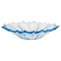 Plato de cristal decorativo vintage azul claro, Italia, años 60