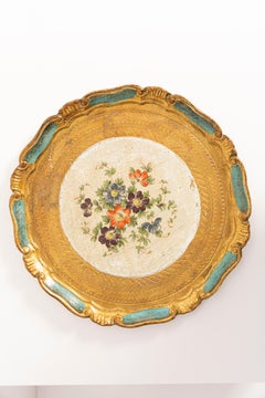 Dekorativer Vintage-Holzteller in Hellblau, Italien, 1960er Jahre