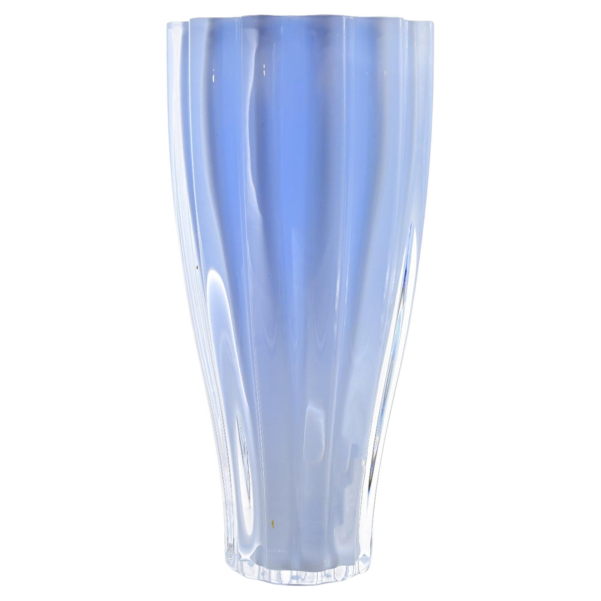 Vintage Light Blue Glass Vase, Northern European, 1970s For Sale
