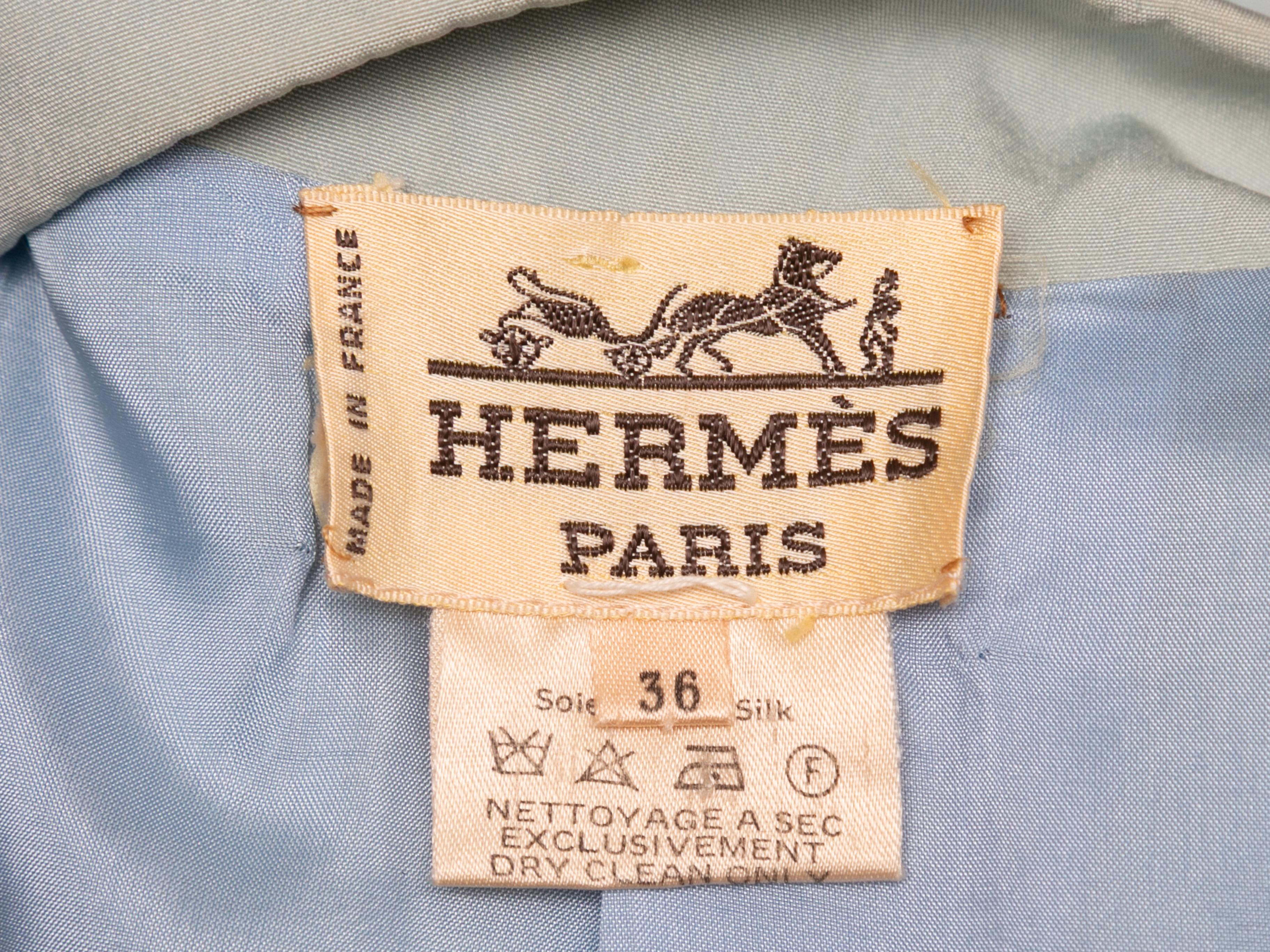 Vintage Light Blue Hermes Double-Breasted Silk Blazer Size FR 36 1