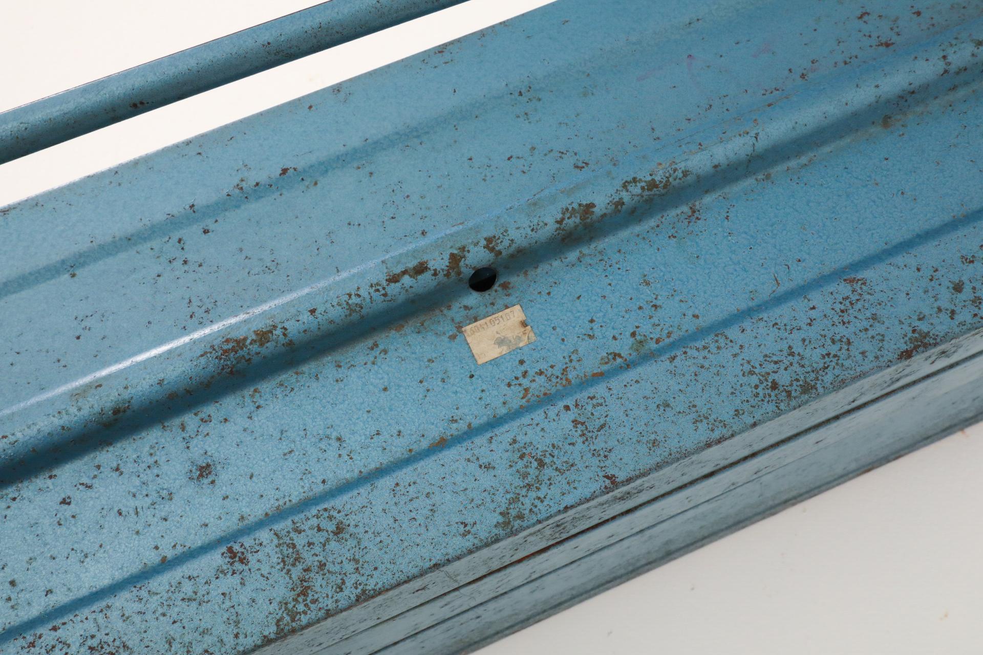 Vintage Light Blue Metal Tool or Tackle Box For Sale 4