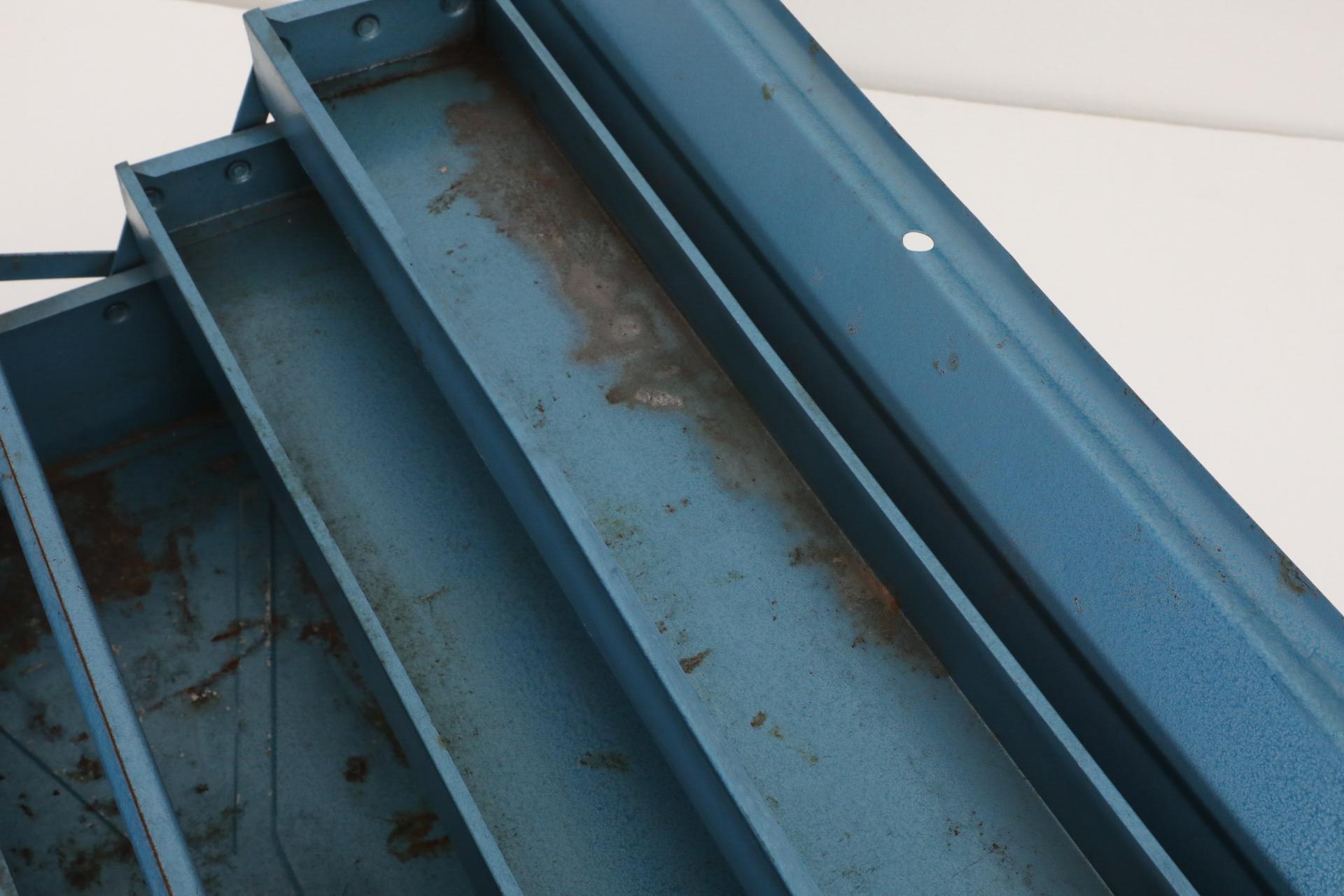 Vintage Light Blue Metal Tool or Tackle Box For Sale 8